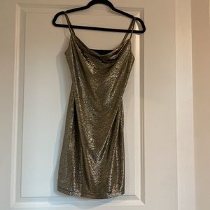 Gold mini dress